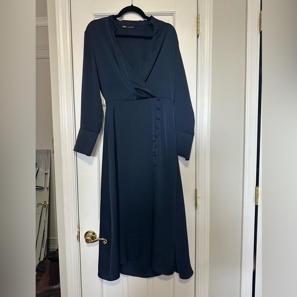 Zara navy silk dress